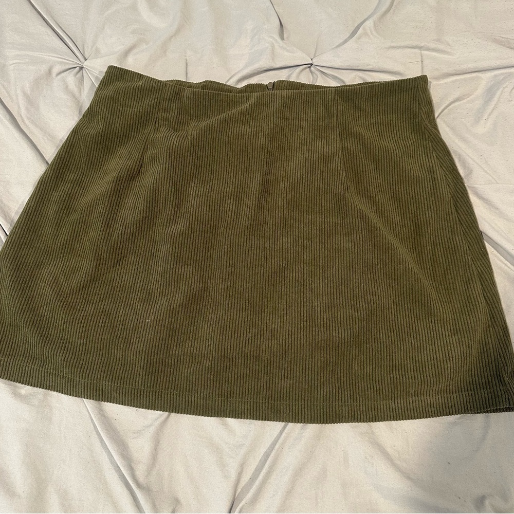 Halara High Waist Olive Corduroy Skirt